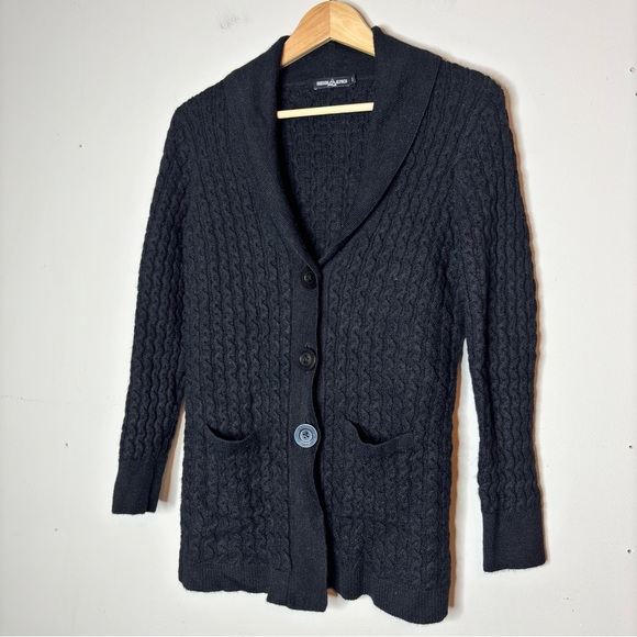 Hudson Alpaca Black Cable Knit Shawl Cardigan Size S - Picture 11 of 11